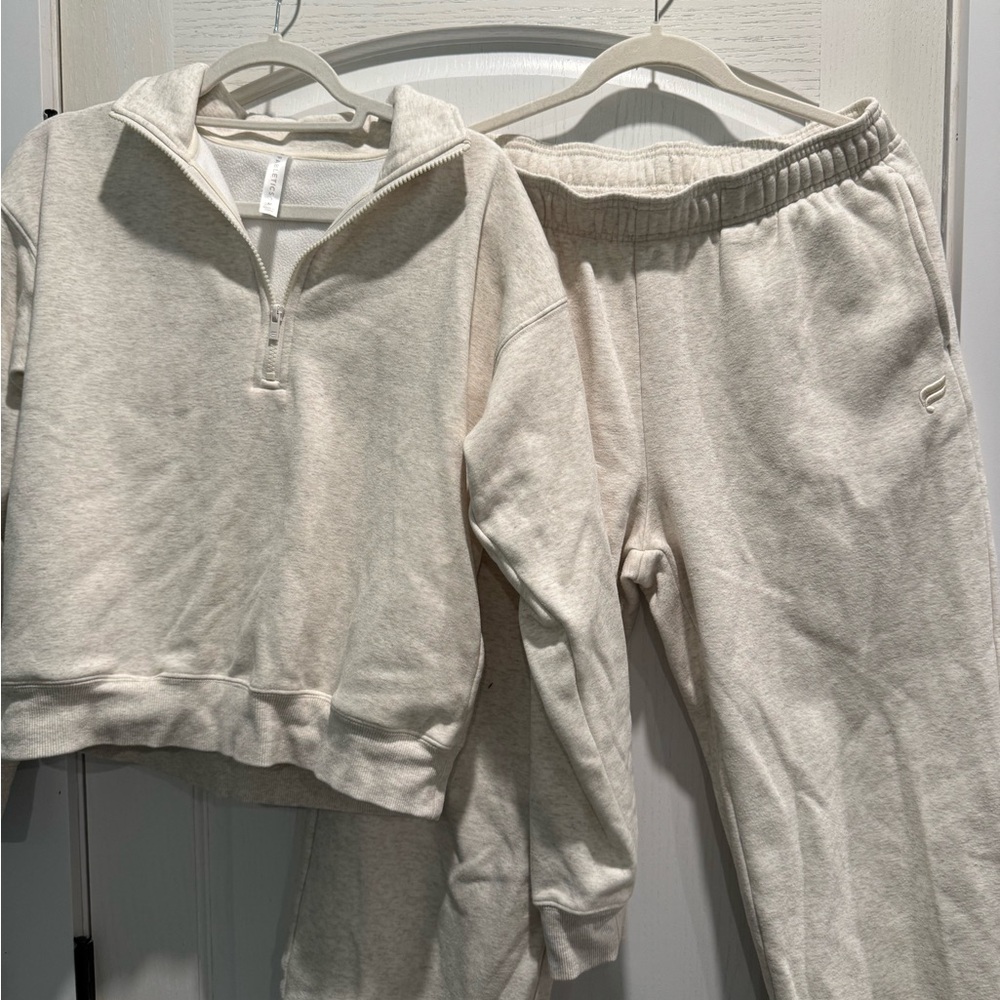 Fabletics Oatmeal Half-Zip Pullover & Joggers Set - image 6